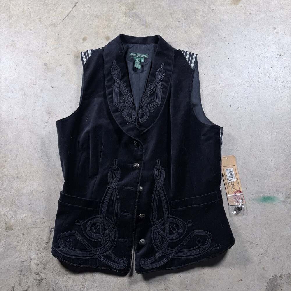 Lauren Jeans Co. Ralph Lauren Regent Street Velvet Military Vest Size S